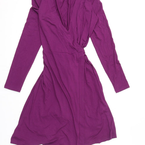 Banana Republic Womens Purple Viscose Wrap Dress Size M V-Neck Tie