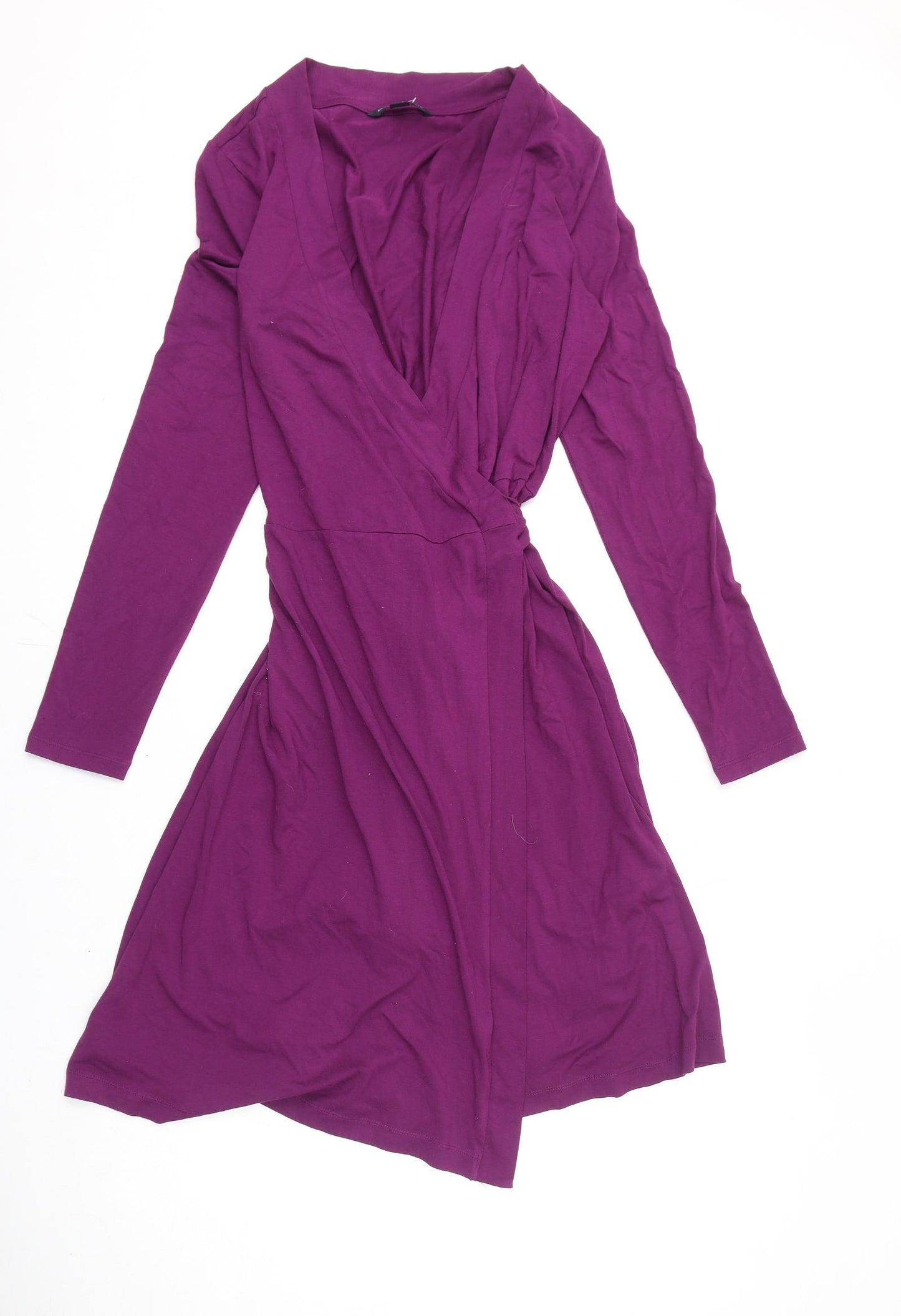 Banana Republic Womens Purple Viscose Wrap Dress Size M V-Neck Tie