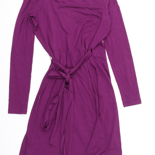 Banana Republic Womens Purple Viscose Wrap Dress Size M V-Neck Tie