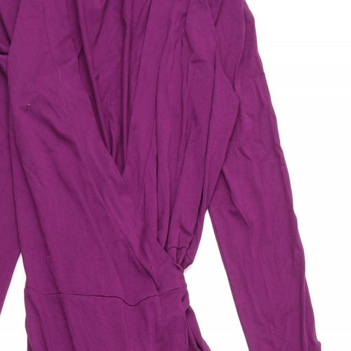 Banana Republic Womens Purple Viscose Wrap Dress Size M V-Neck Tie