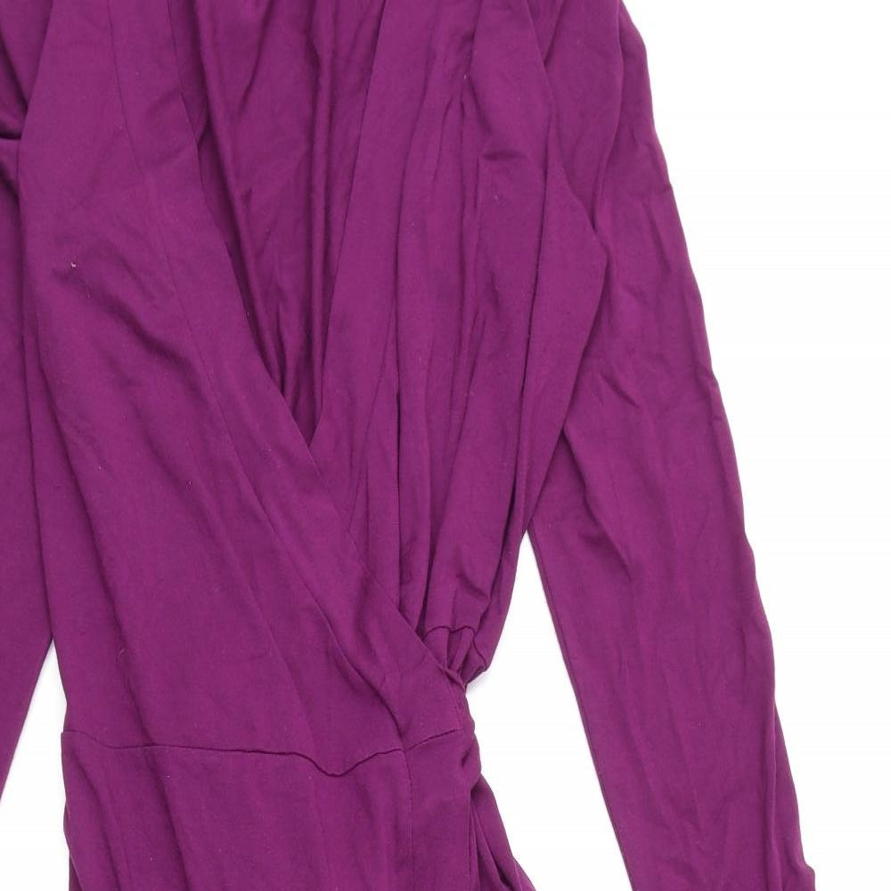 Banana Republic Womens Purple Viscose Wrap Dress Size M V-Neck Tie