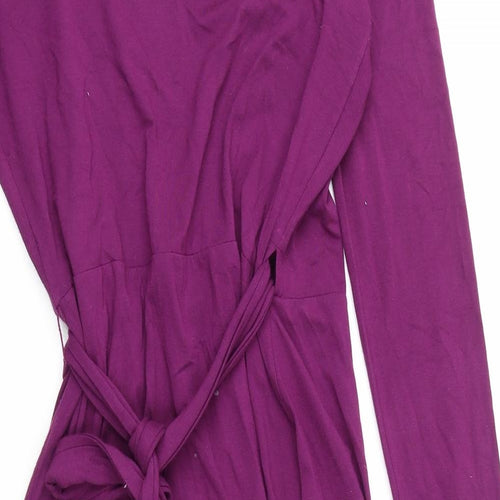 Banana Republic Womens Purple Viscose Wrap Dress Size M V-Neck Tie