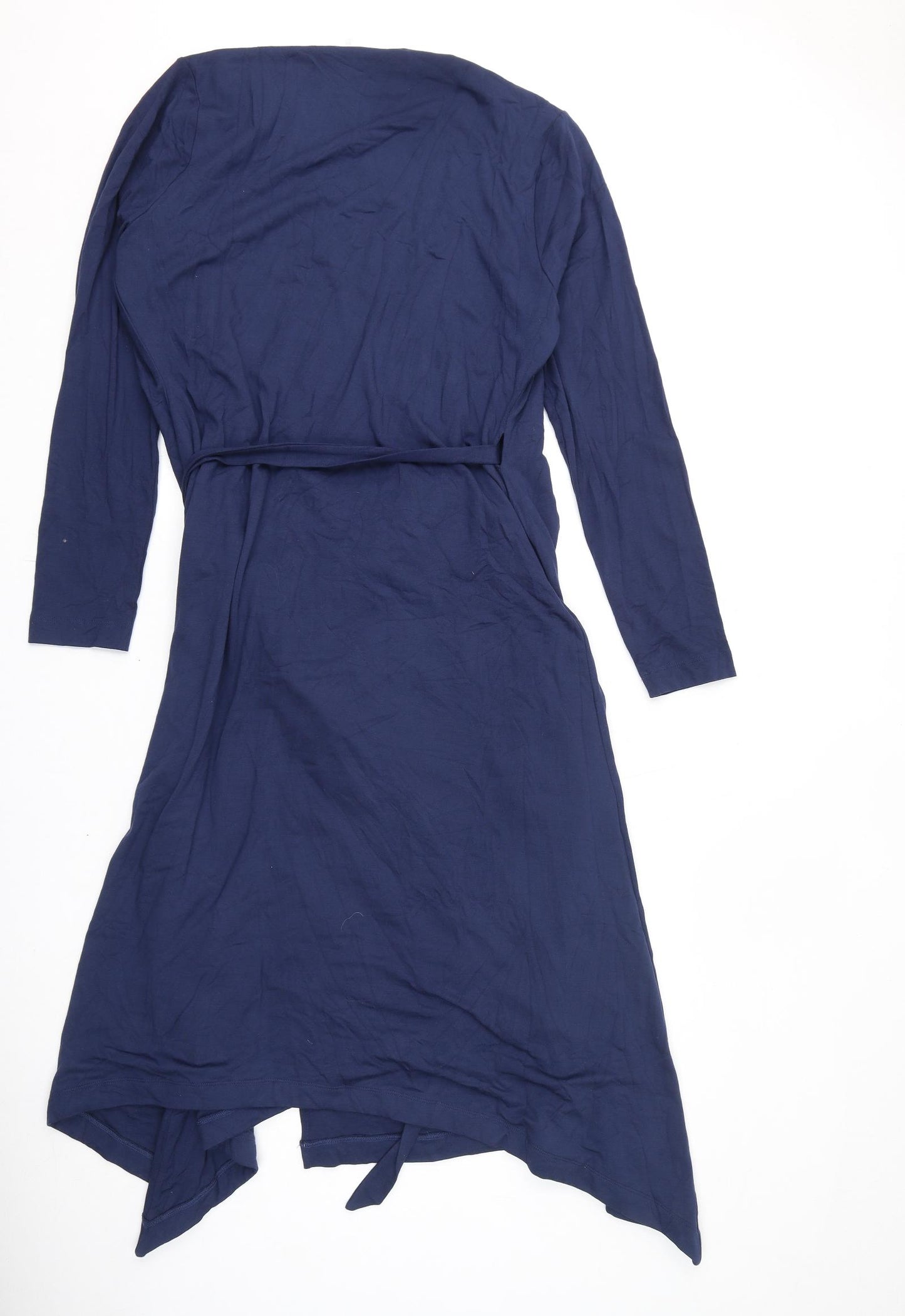 Jaeger Womens Blue Viscose Wrap Dress Size M V-Neck Tie