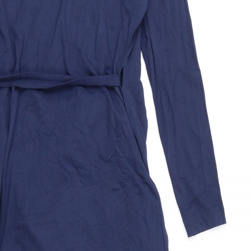 Jaeger Womens Blue Viscose Wrap Dress Size M V-Neck Tie
