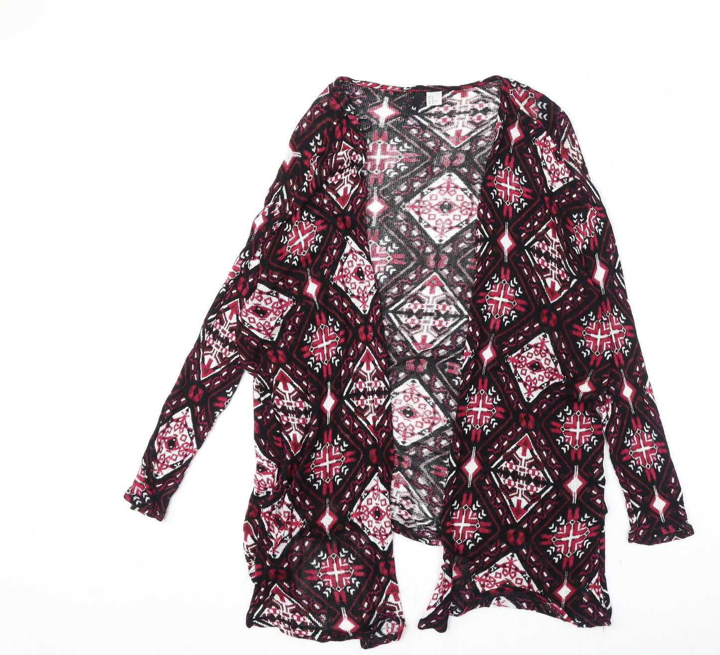 Divided by H&M Womens Multicoloured V-Neck Geometric Viscose Cardigan Jumper Size M