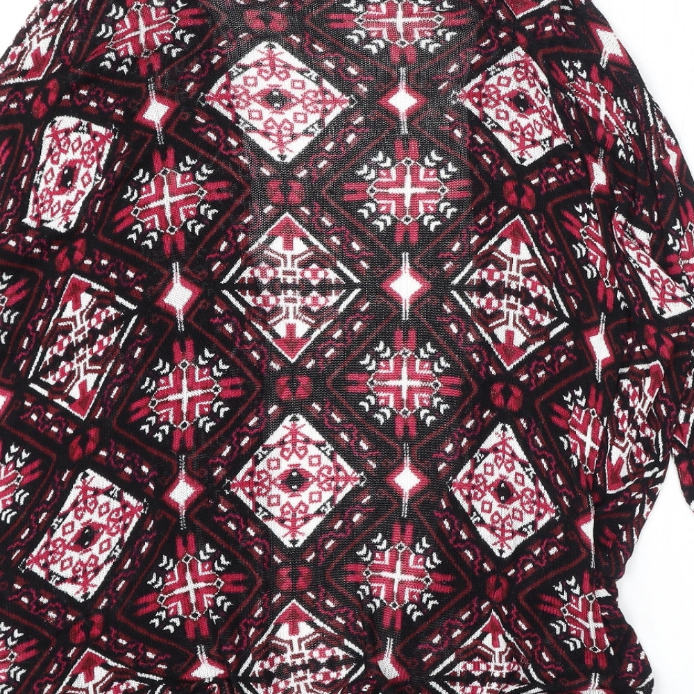 Divided by H&M Womens Multicoloured V-Neck Geometric Viscose Cardigan Jumper Size M