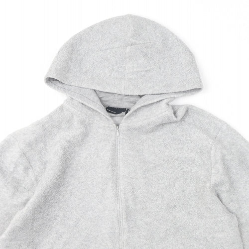 ASOS Womens Grey Polyester Pullover Hoodie Size M Zip
