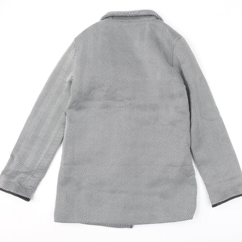 Anne De Lancay Womens Black Geometric Jacket Size 12 Button