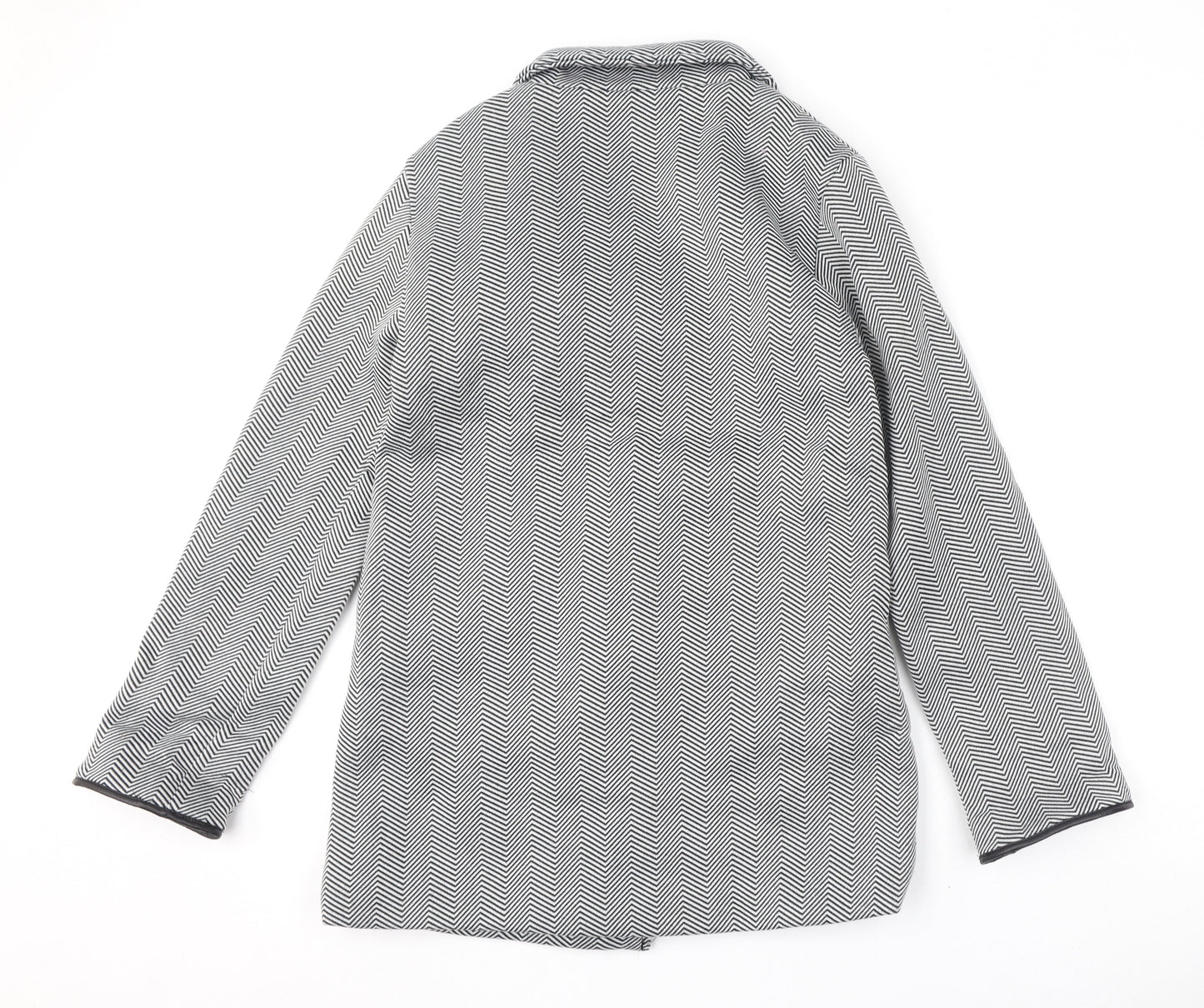 Anne De Lancay Womens Black Geometric Jacket Size 12 Button