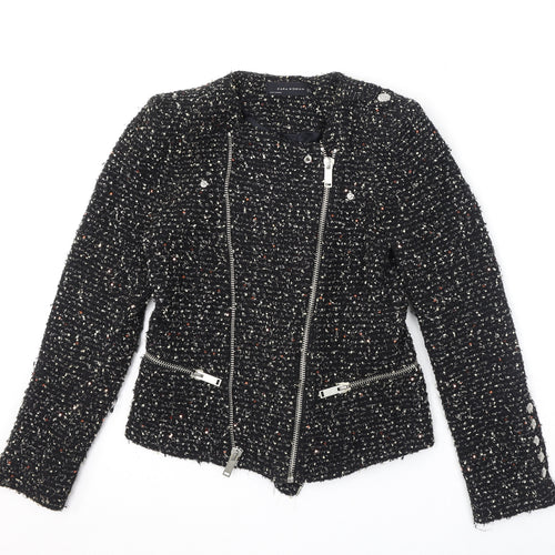 Zara Womens Black Geometric Jacket Size S Zip