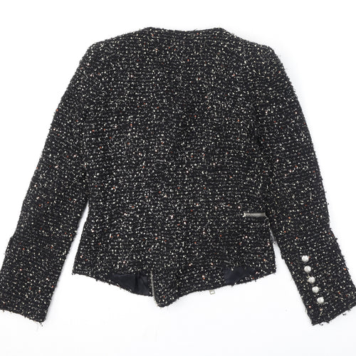 Zara Womens Black Geometric Jacket Size S Zip