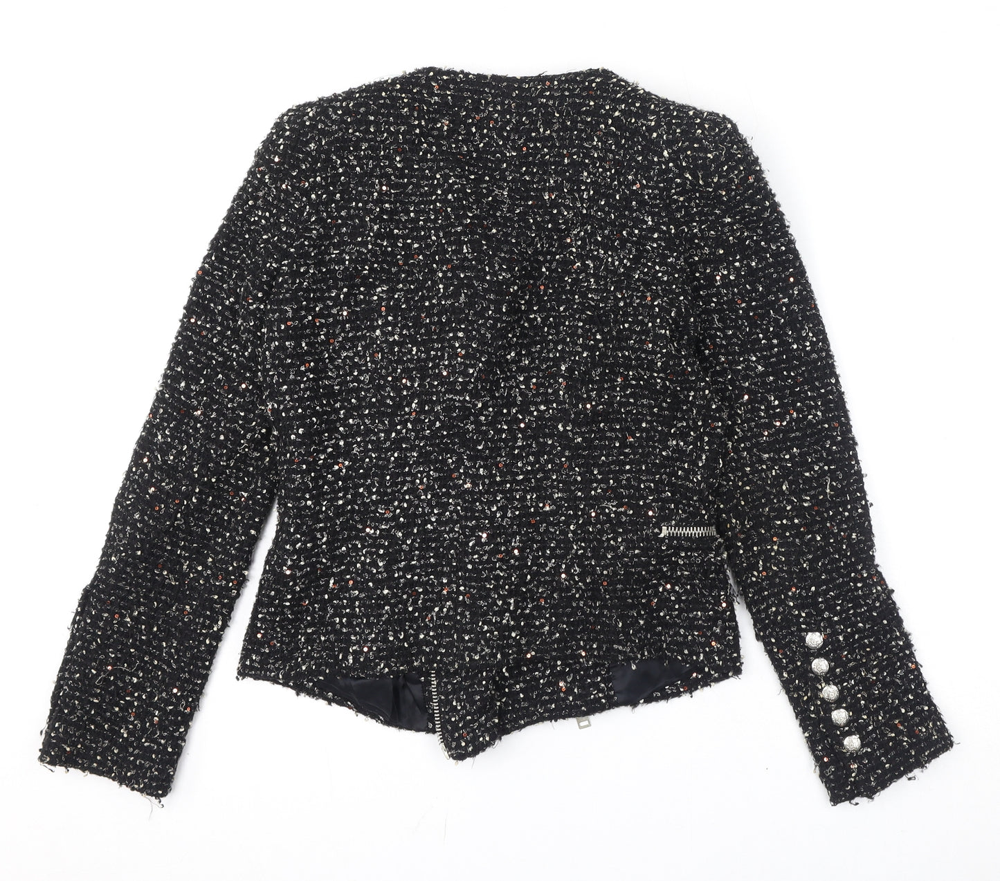 Zara Womens Black Geometric Jacket Size S Zip