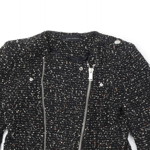 Zara Womens Black Geometric Jacket Size S Zip