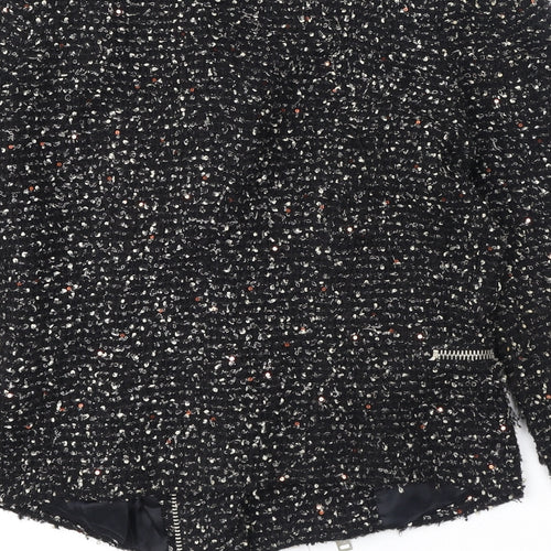 Zara Womens Black Geometric Jacket Size S Zip