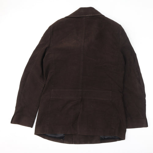 AllSaints Mens Brown Pea Coat Coat Size L Button
