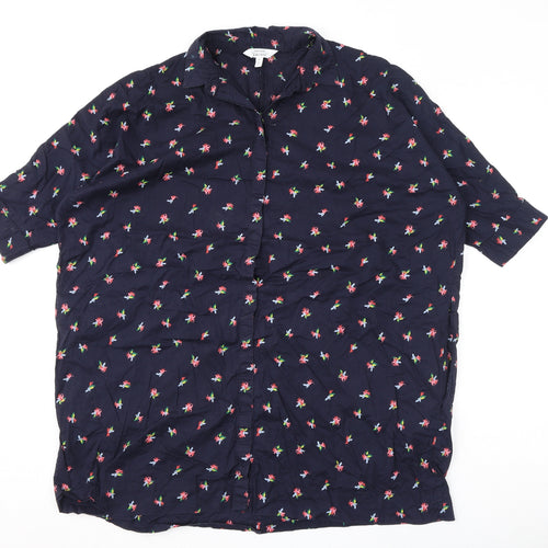 & Other Stories Womens Blue Geometric 100% Cotton Basic Button-Up Size 8 Collared