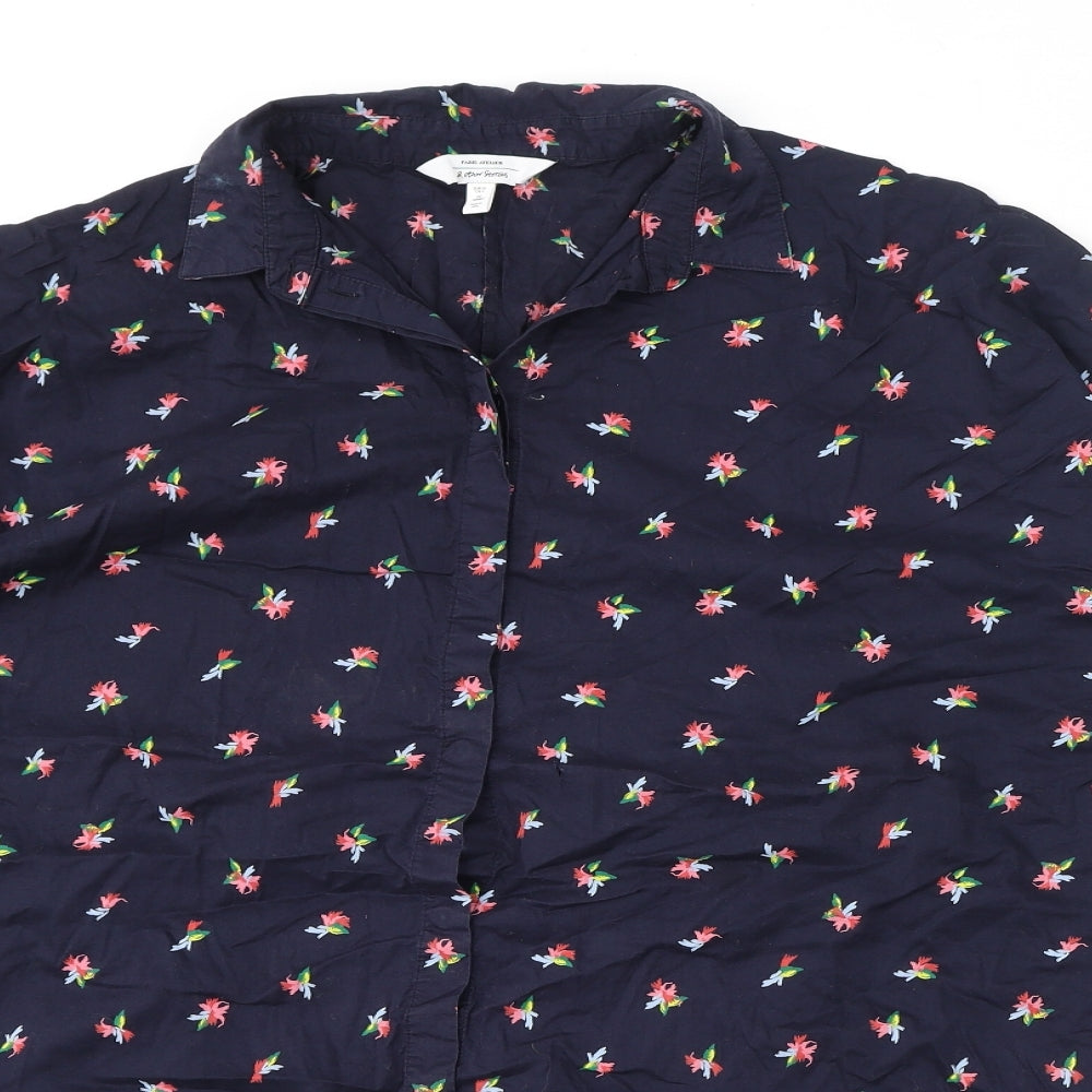 & Other Stories Womens Blue Geometric 100% Cotton Basic Button-Up Size 8 Collared