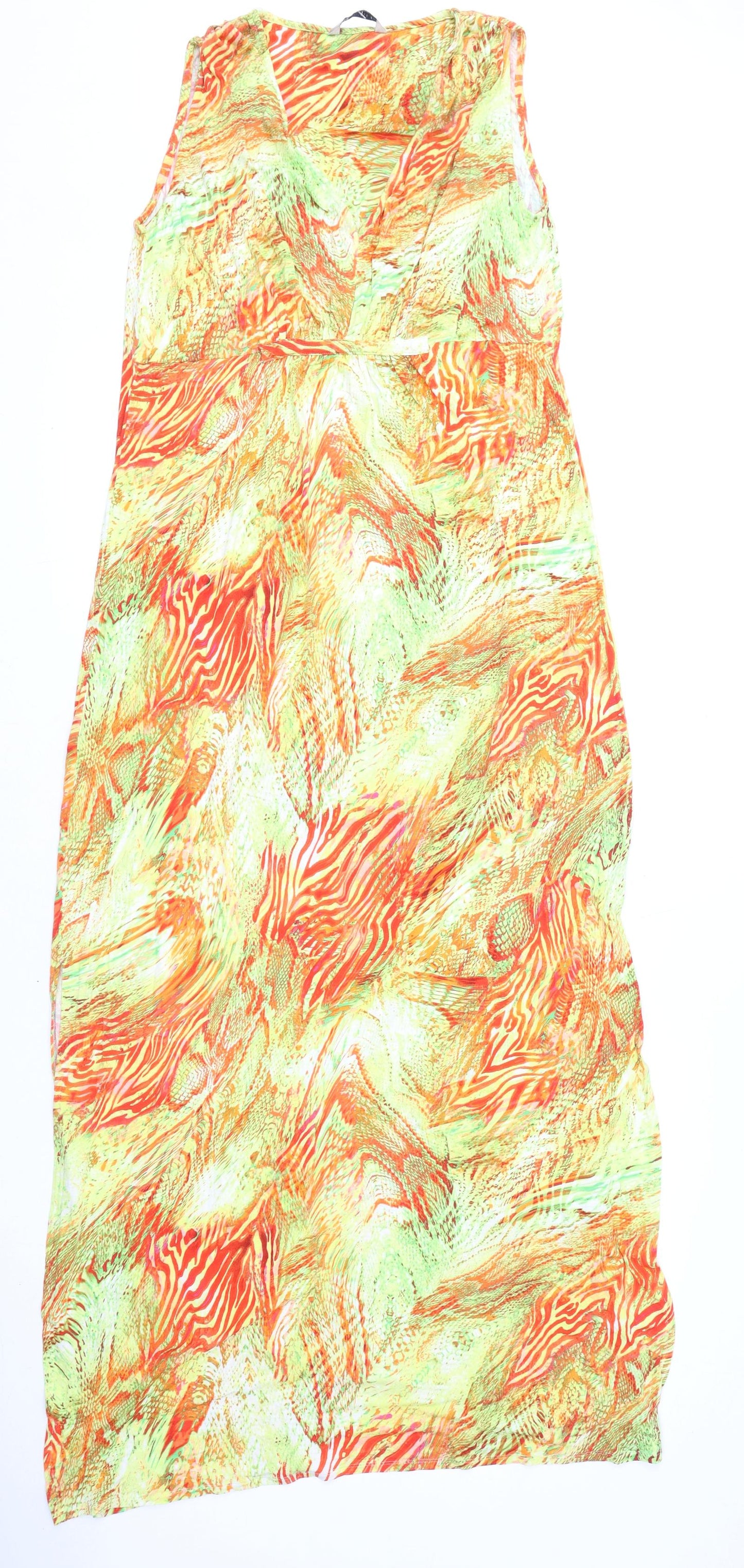 Marks and Spencer Womens Multicoloured Animal Print Viscose Maxi Size 12 V-Neck Pullover - Snake Print, Tiger Print