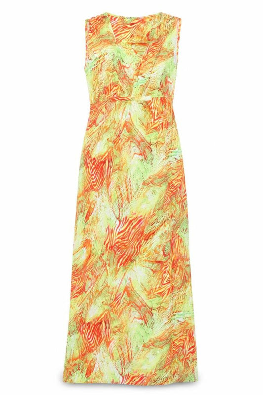Front view of Marks & Spencer women’s multicoloured animal print viscose maxi, v-neck pullover - snake print, tiger print