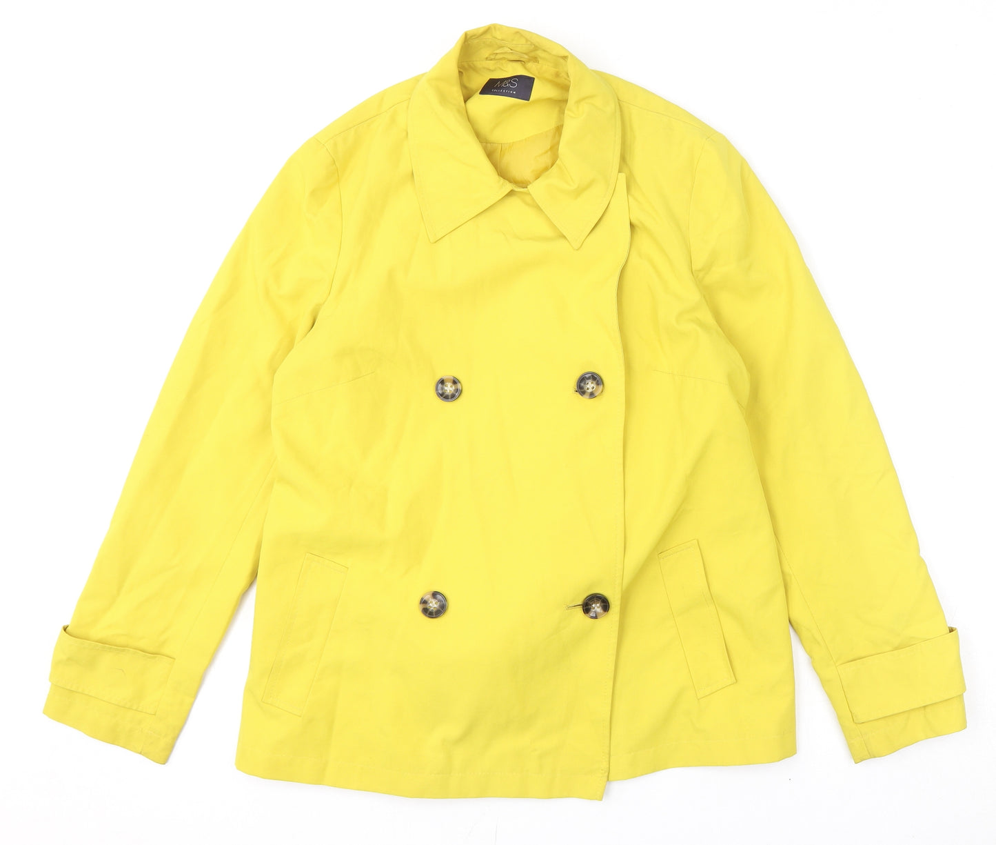 Marks and Spencer Womens Yellow Overcoat Coat Size 14 Button