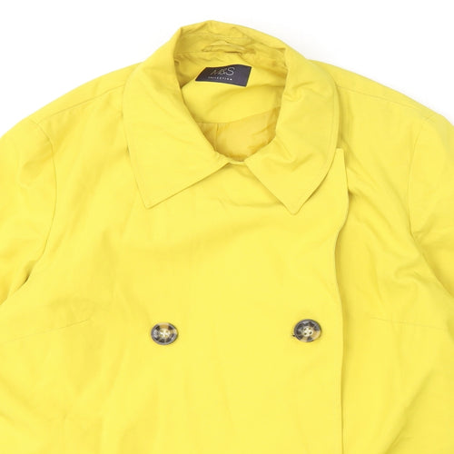 Marks and Spencer Womens Yellow Overcoat Coat Size 14 Button