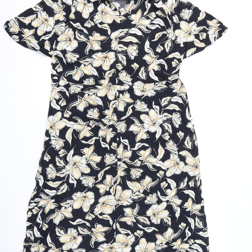 NEXT Womens Multicoloured Floral Polyester A-Line Size 10 Collared Zip