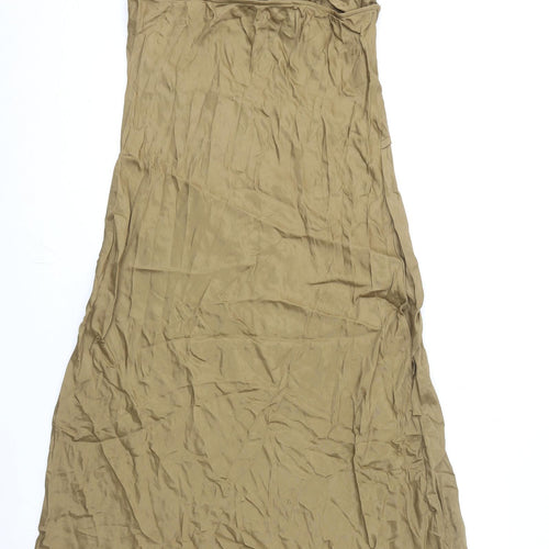 Zara Womens Brown Viscose Slip Dress Size M Cowl Neck Pullover