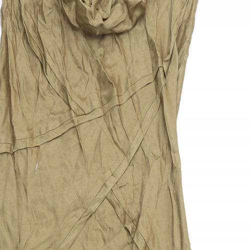Zara Womens Brown Viscose Slip Dress Size M Cowl Neck Pullover