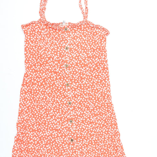 NEXT Womens Pink Geometric Viscose A-Line Size 12 Square Neck Button