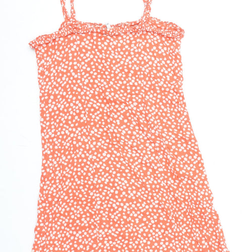 NEXT Womens Pink Geometric Viscose A-Line Size 12 Square Neck Button