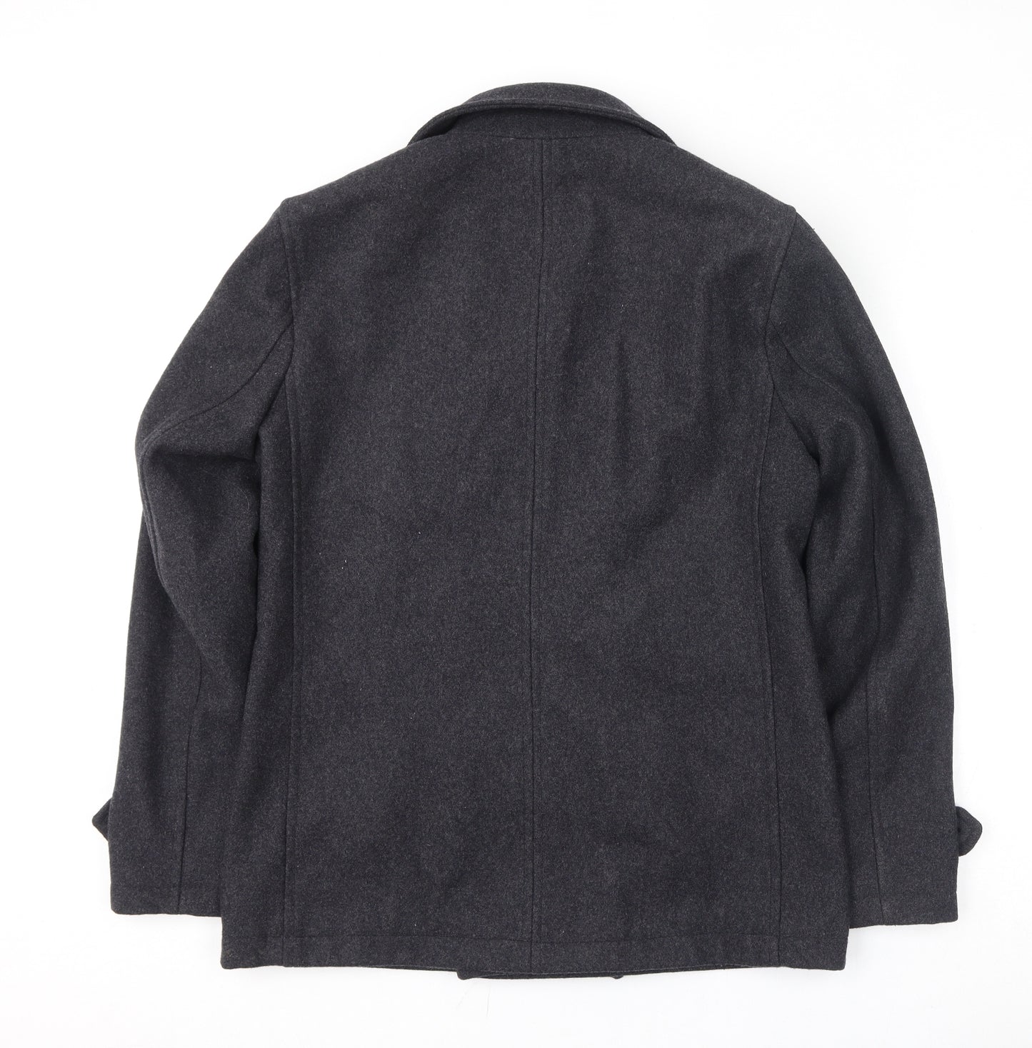 NEXT Mens Grey Pea Coat Coat Size M Button