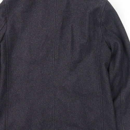 NEXT Mens Grey Pea Coat Coat Size M Button