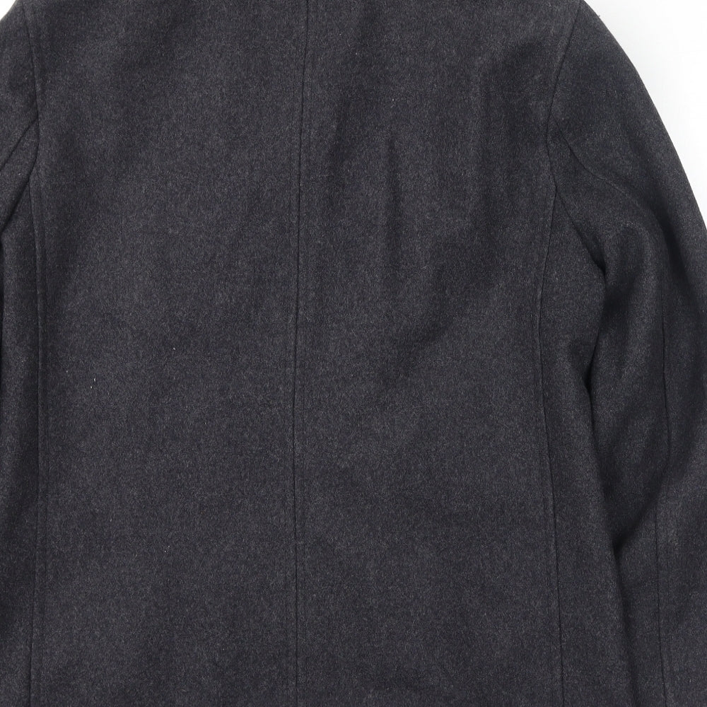 NEXT Mens Grey Pea Coat Coat Size M Button