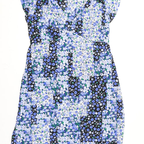 Marks and Spencer Womens Multicoloured Floral Polyester A-Line Size 12 V-Neck Pullover