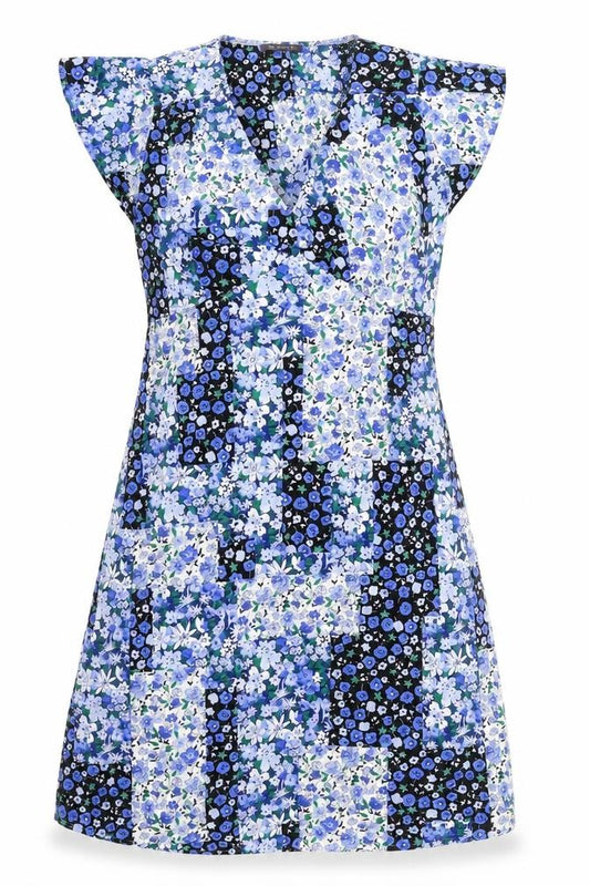 Front view of Marks & Spencer women’s multicoloured floral polyester a-line, size UK 12, v-neck pullover