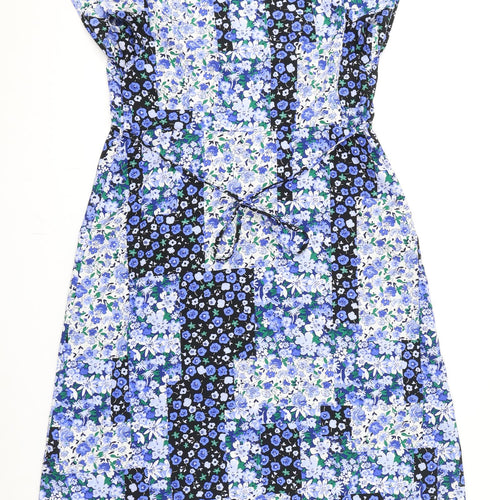 Marks and Spencer Womens Multicoloured Floral Polyester A-Line Size 12 V-Neck Pullover