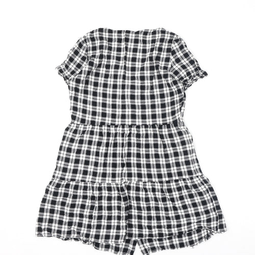Divided by H&M Womens Multicoloured Check Viscose A-Line Size 10 V-Neck Button