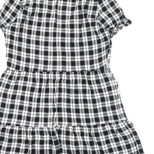 Divided by H&M Womens Multicoloured Check Viscose A-Line Size 10 V-Neck Button