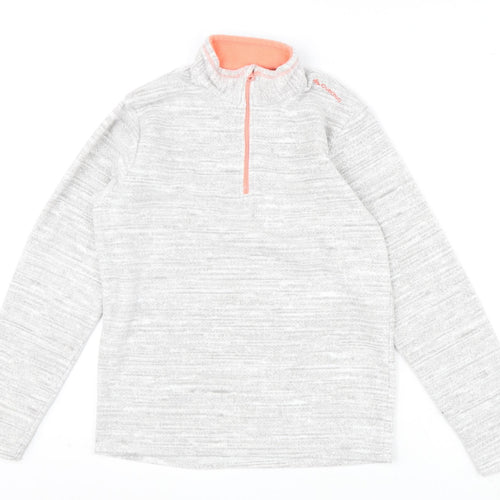 DECATHLON Girls Grey Polyester Pullover Sweatshirt Size M Zip