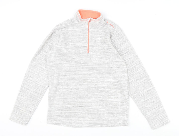 DECATHLON Girls Grey Polyester Pullover Sweatshirt Size M Zip