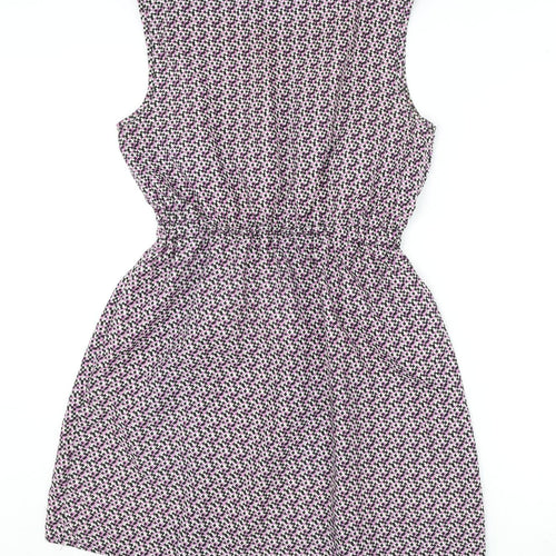 Mela London Womens Multicoloured Geometric Polyester A-Line Size 12 Round Neck Pullover