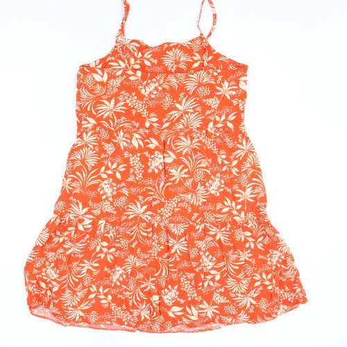 New Look Womens Orange Geometric Viscose A-Line Size 10 Scoop Neck Pullover
