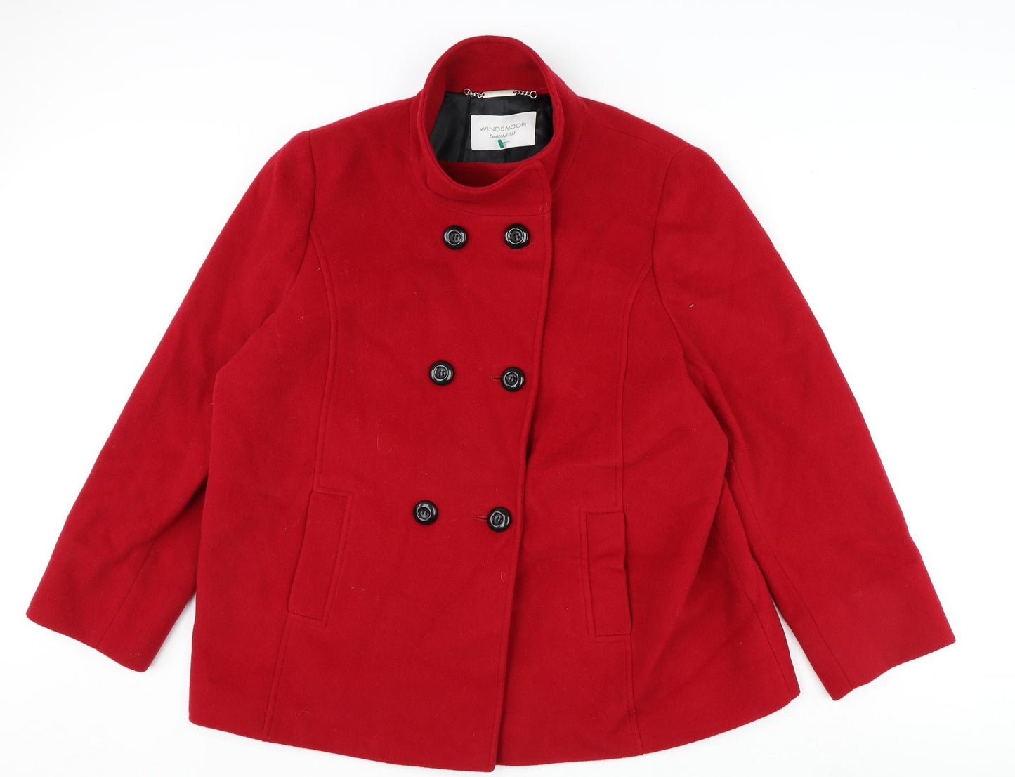 Windsmoor Womens Red Pea Coat Coat Size 20 Button
