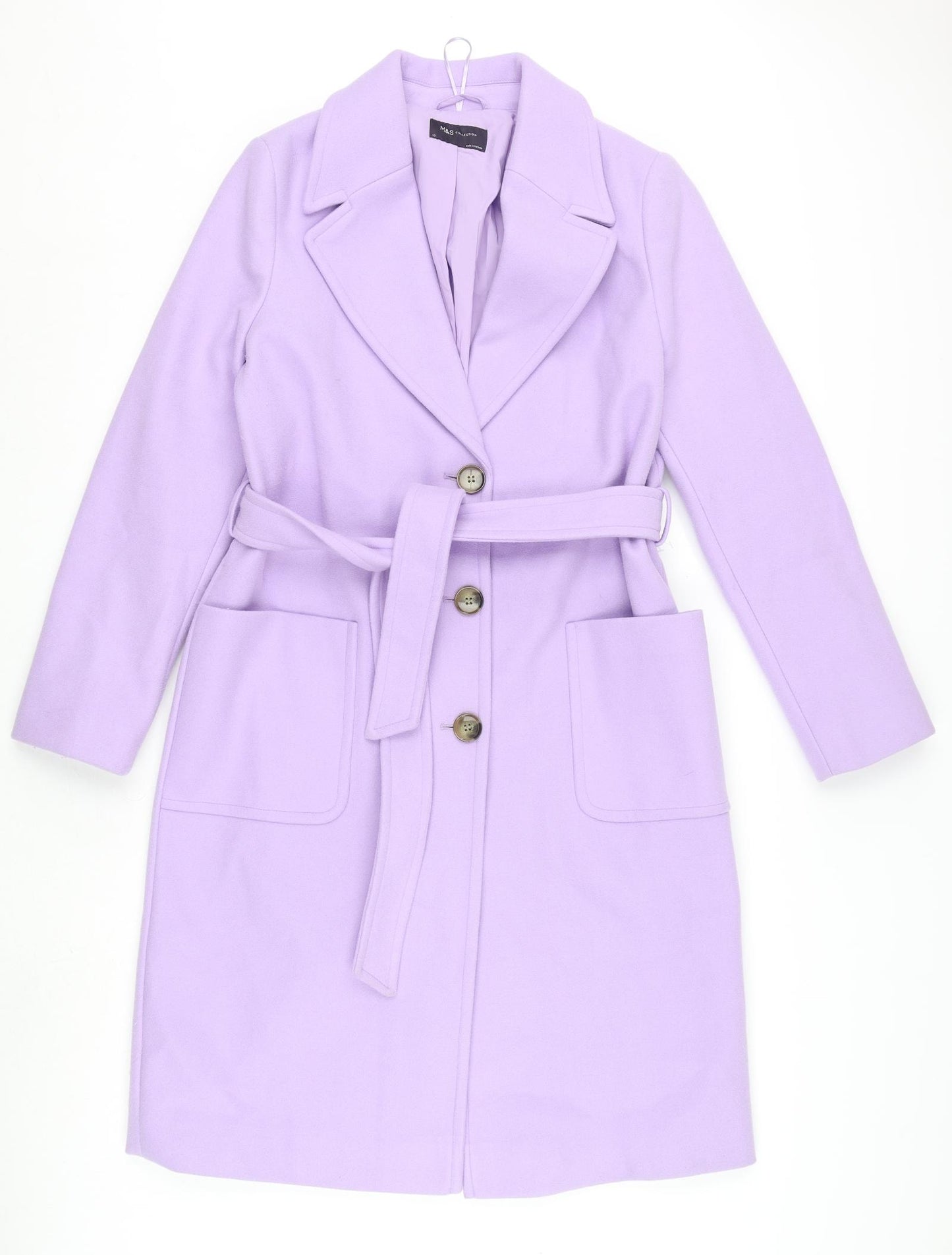 Marks and Spencer Womens Purple Overcoat Coat Size 10 Button
