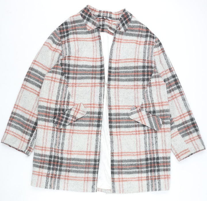 Red Herring Womens Multicoloured Plaid Overcoat Coat Size 18 Hook & Eye