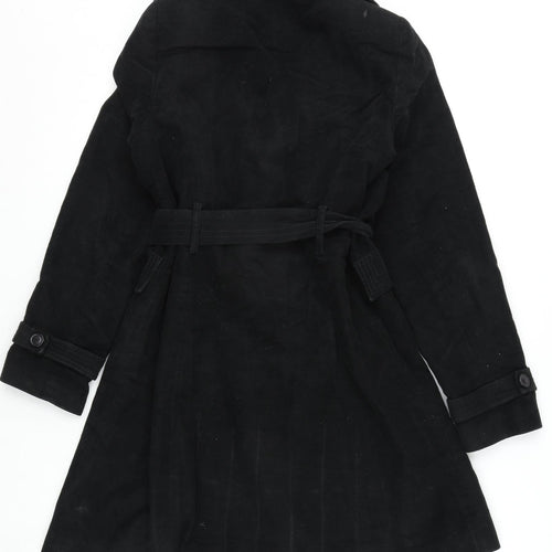 Jane Norman Womens Black Trench Coat Coat Size 12 Button
