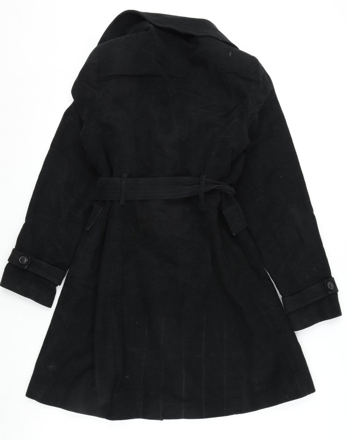 Jane Norman Womens Black Trench Coat Coat Size 12 Button