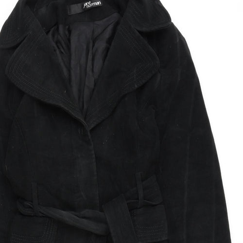 Jane Norman Womens Black Trench Coat Coat Size 12 Button