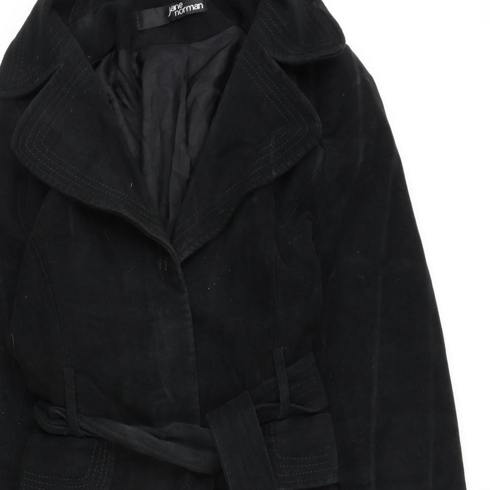 Jane Norman Womens Black Trench Coat Coat Size 12 Button