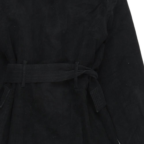Jane Norman Womens Black Trench Coat Coat Size 12 Button